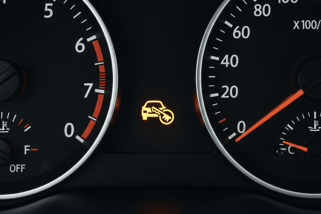 Blinkende Wegfahrsperren-Kontrollleuchte im Kombiinstrument als Symptom für eine defekte Wegfahrsperre