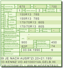 Der alte KFZ Fahrzeugschein - zweite Seite - KFZ-Werkstatt online