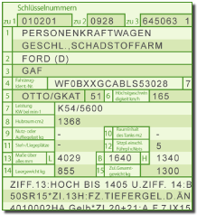 Der alte KFZ Fahrzeugschein - erste Seite - Autoreparaturen.de